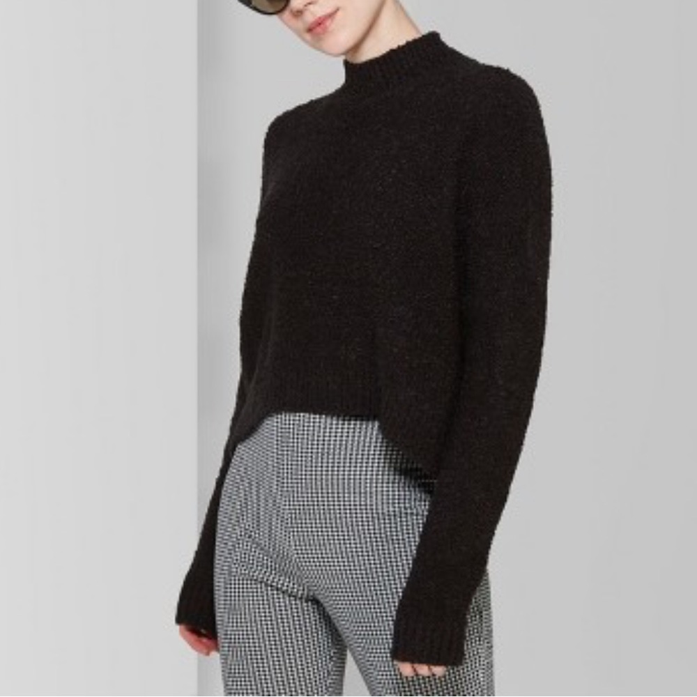 Wild fable black boucle mock neck sweater
